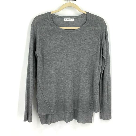 Zara Knit Gray Knit Top Long Sleeves Women's Medium Super Soft - Picture 7 of 7
